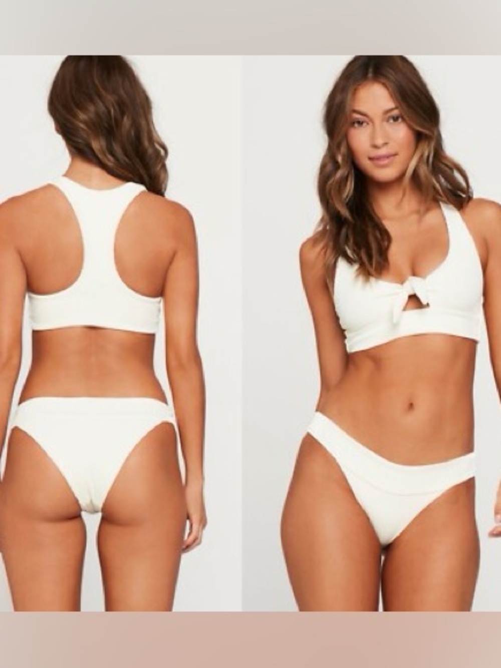 NWOT L*Space Ridin High ribbed bikini set cream small - Picture 1 of 5